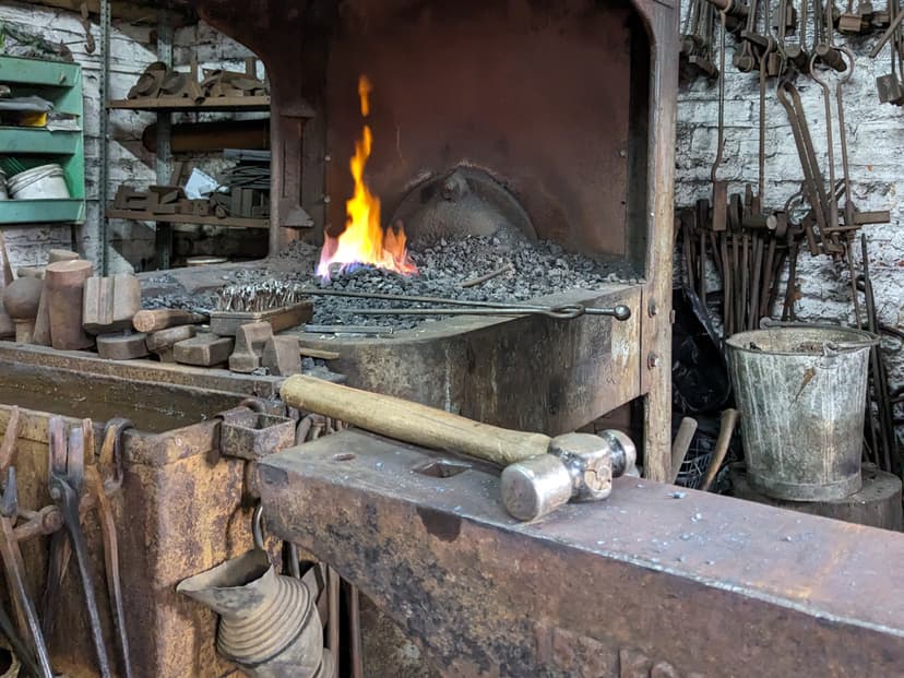 Picture of metalworks in a forge.