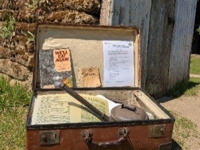 Picture of a box containing lots of artifacts.