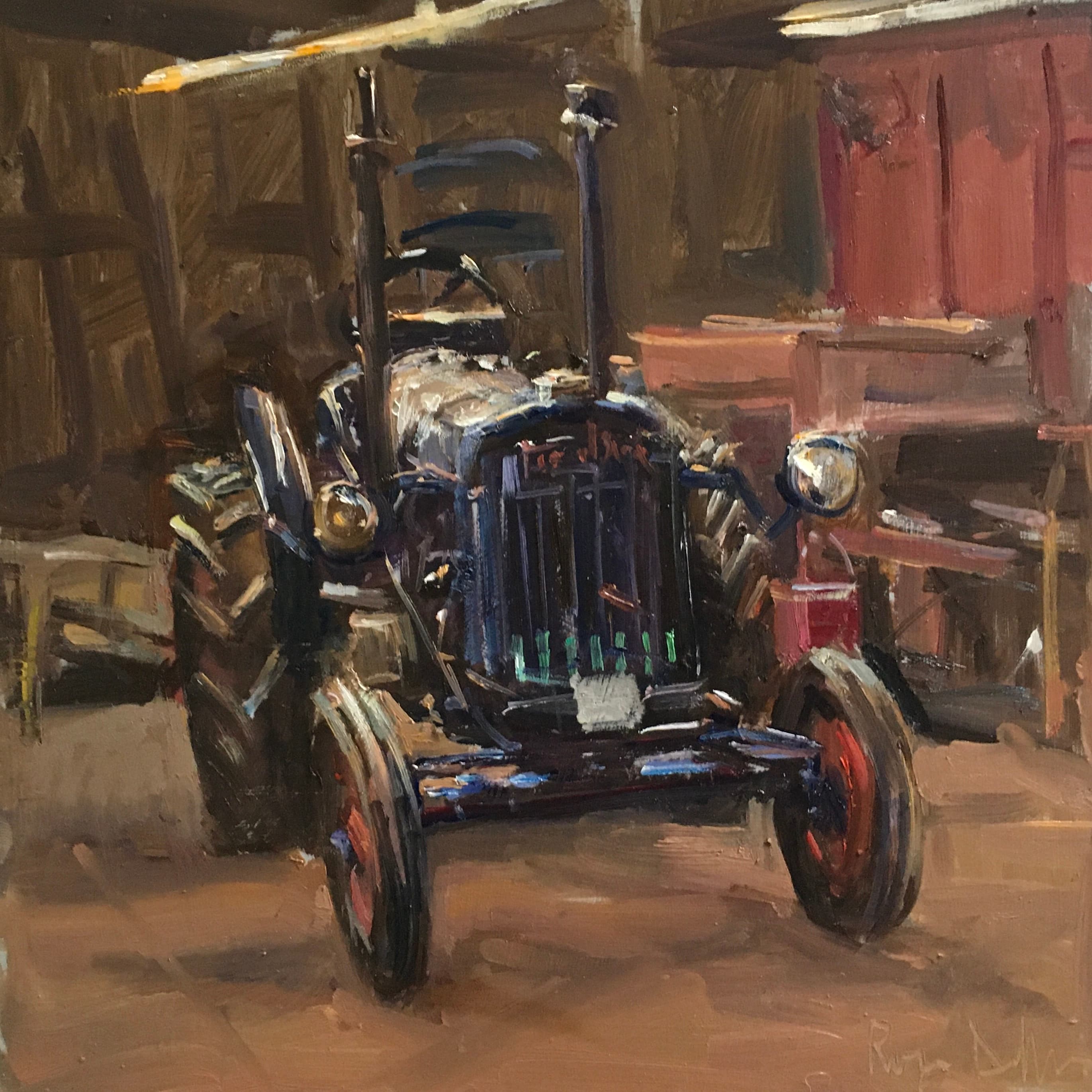 A painting of one of the Rural Life Living Museum's tractors by Roger Dellar